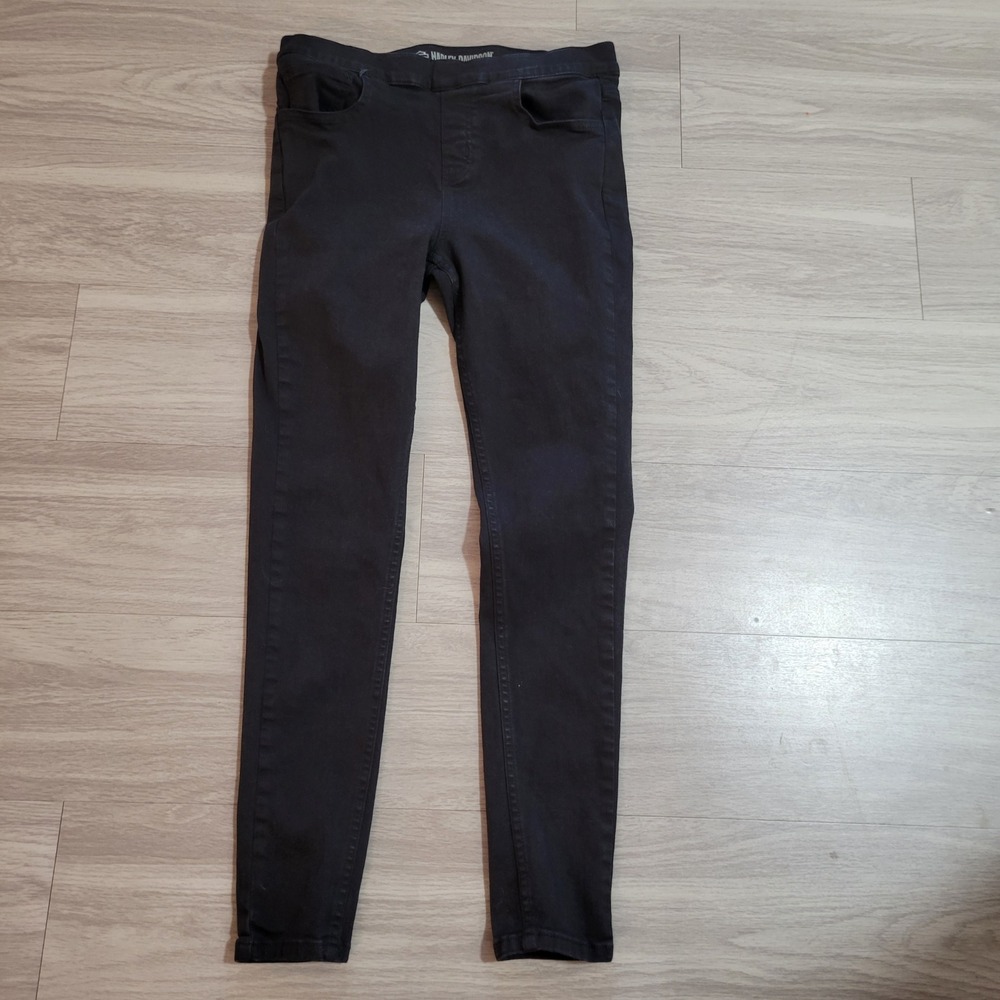 Harley-Davidson Womens Black High Rise Skinny Pull On Jeans Stretch Denim 30x29